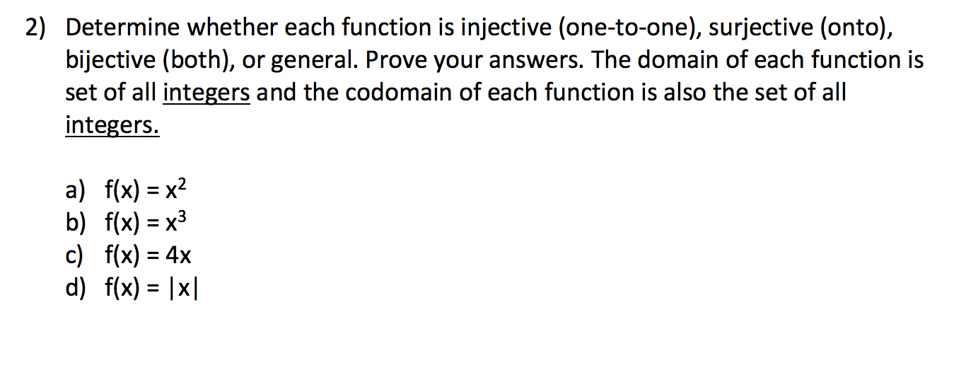 Solved 2) Determine Whether Each Function Is Injective | Chegg.com