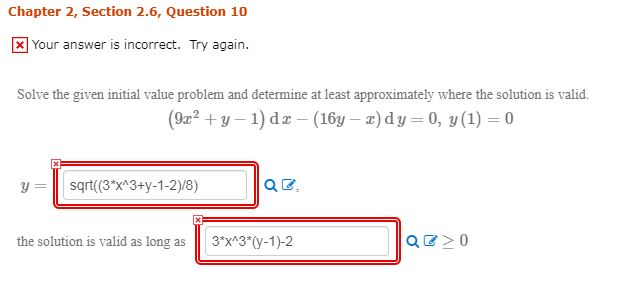 Solved Chapter 2, Section 2.6, Question 10 x Your answer is | Chegg.com