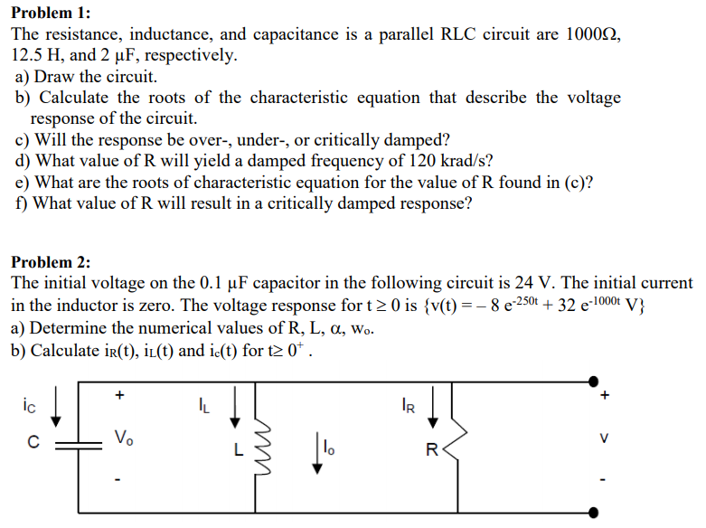 Solved Problem 1: The Resistance, Inductance, And | Chegg.com