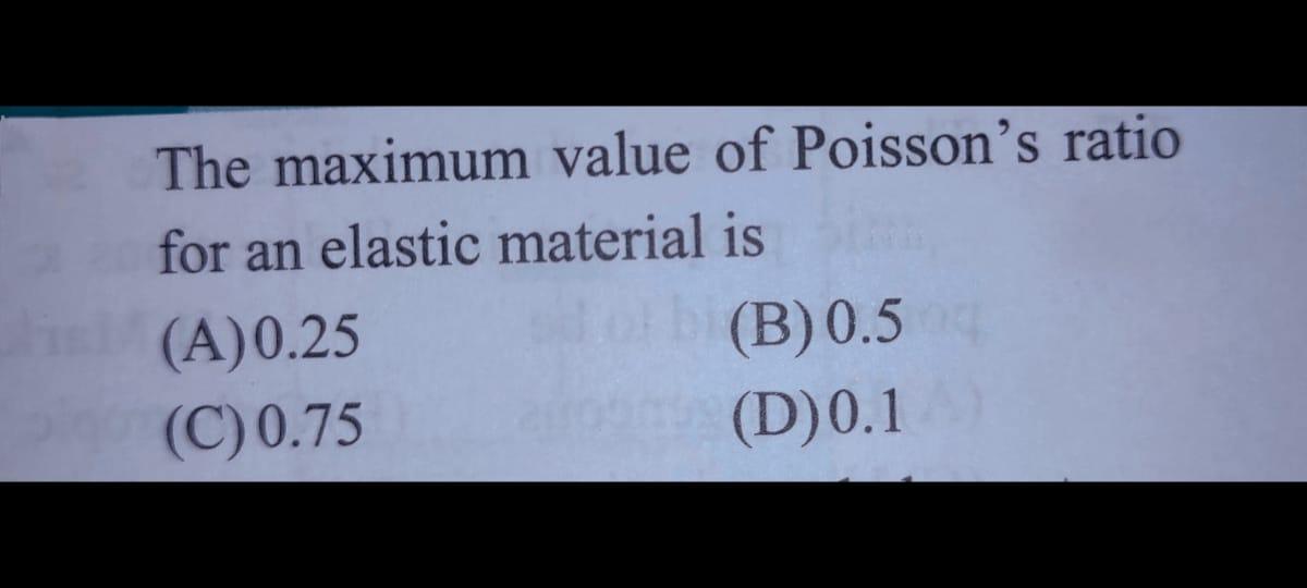 Solved The maximum value of Poisson&rsquo;s ratio for an elastic | Chegg.com