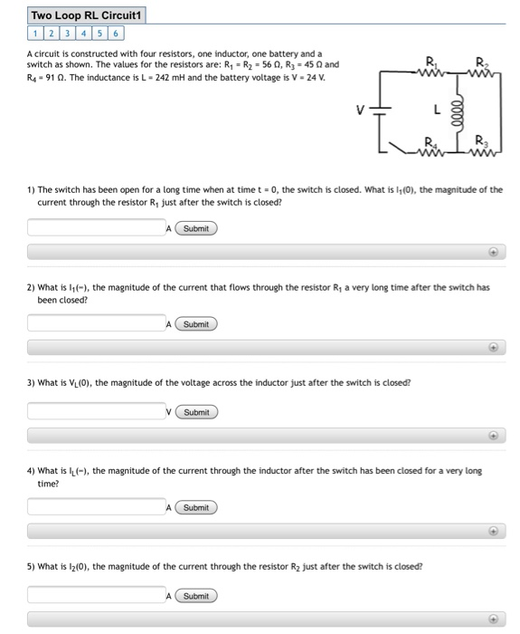 Solved Two Loop RL Circuit1 1 23 4 5 6 A circuit is | Chegg.com