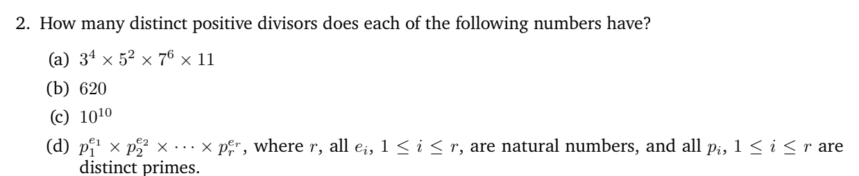 Solved 2. How Many Distinct Positive Divisors Does Each Of | Chegg.com