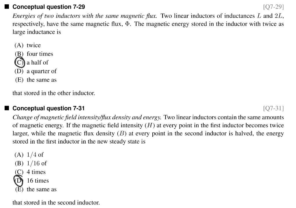 Solved Conceptual question 7-29 Energies of two inductors | Chegg.com
