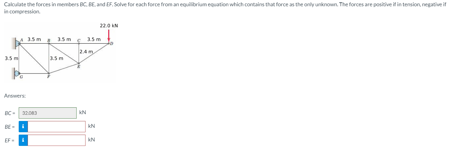 Solved Calculate The Forces In Members BC, BE, And EF. Solve | Chegg.com