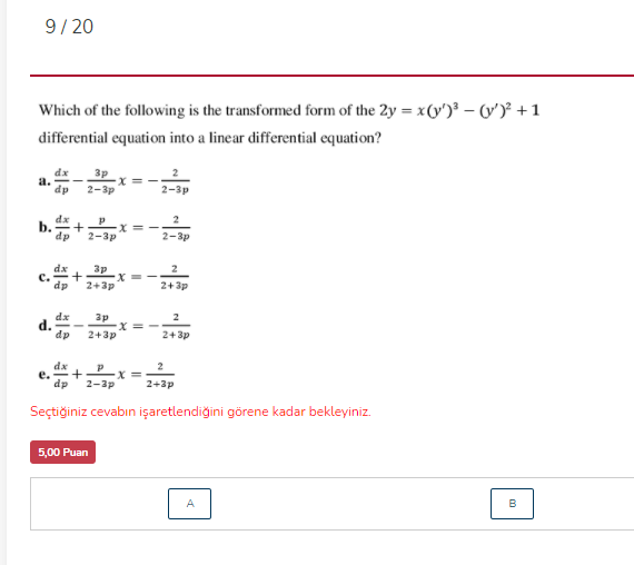 Solved 9/20 Which of the following is the transformed form | Chegg.com
