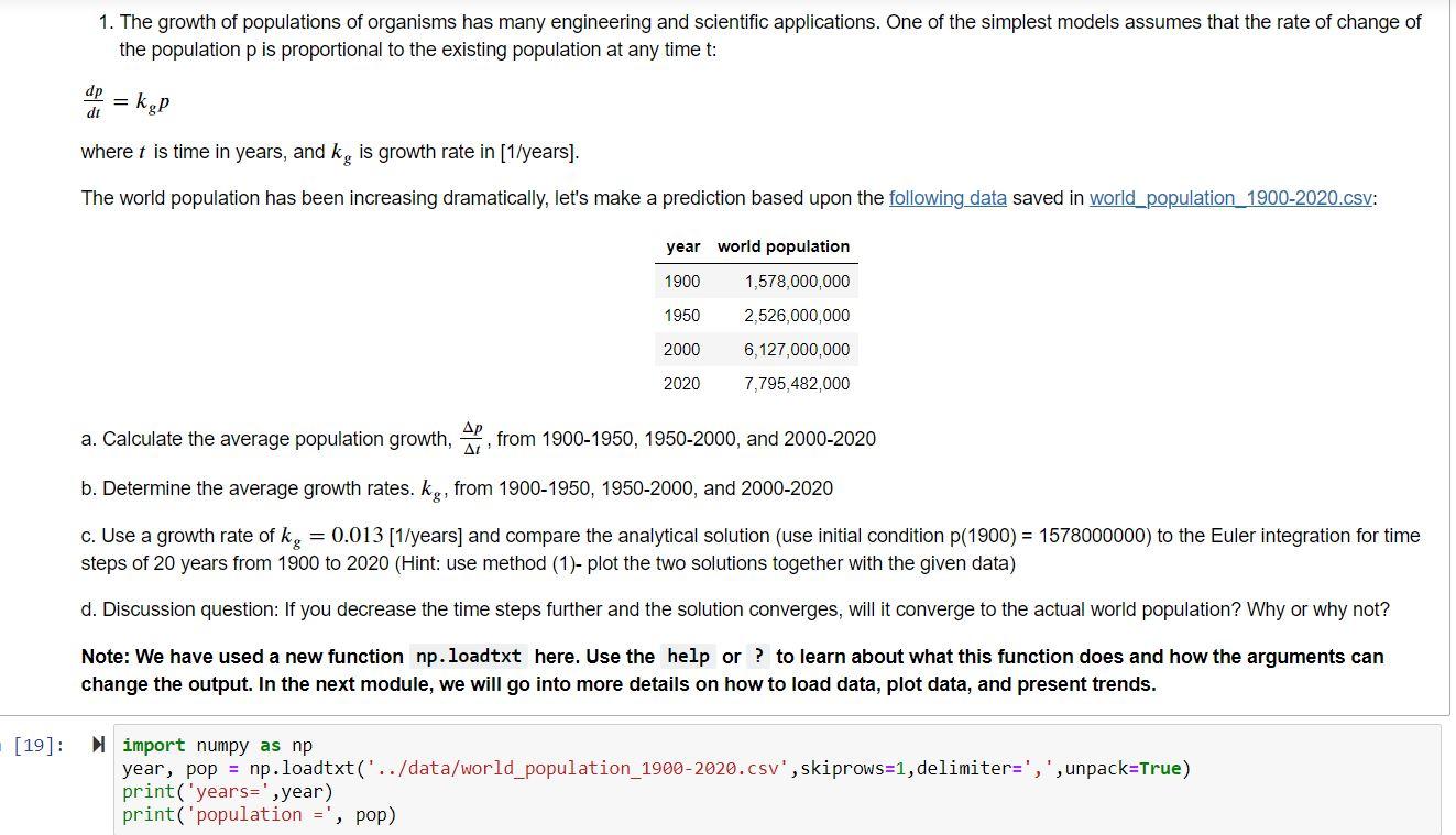 Solved 1. The growth of populations of organisms has many | Chegg.com