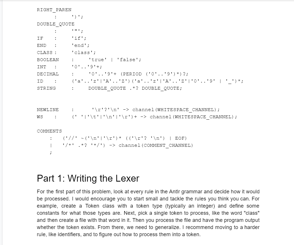 Solved Write a Lexer By-Hand Due May 3rd, 2022 The purpose | Chegg.com