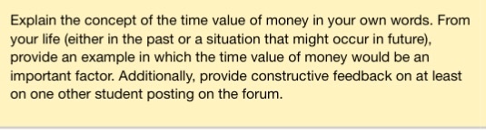 Solved Explain the concept of the time value of money in | Chegg.com