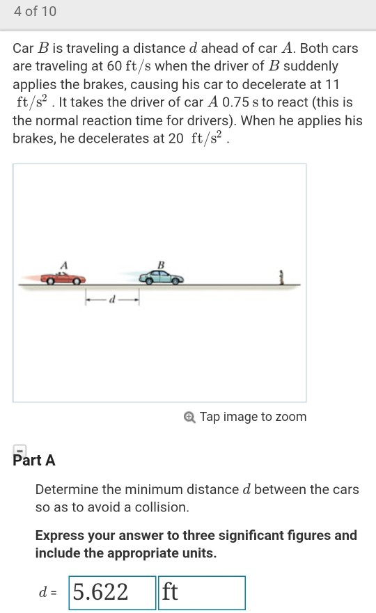 Solved 4 Of 10 Car B Is Traveling A Distance D Ahead Of Car | Chegg.com