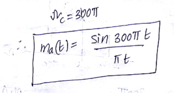 Solved Mavn) Ma(g2) Where Ωc-300π Rad Sec- Fe-150 Hz. Using 