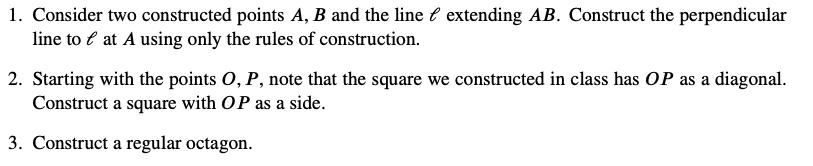 Solved 1. Consider Two Constructed Points A, B And The Line | Chegg.com