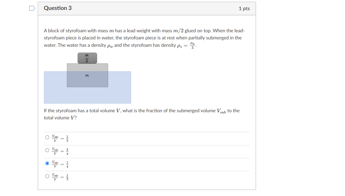 Solved A block of styrofoam with mass mm has a lead