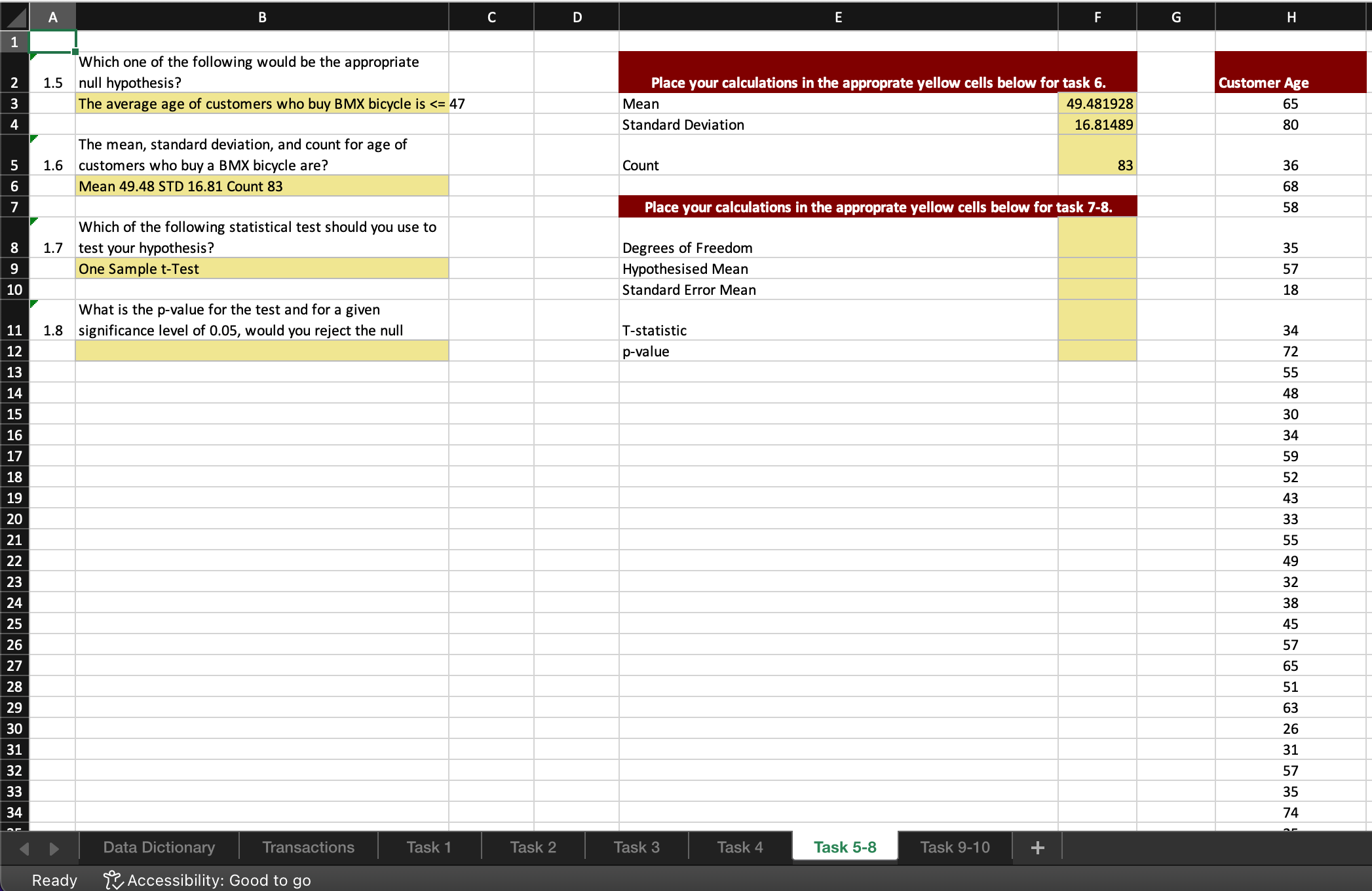 Solved (1.8 Complete the statistical test for the hypothesis
