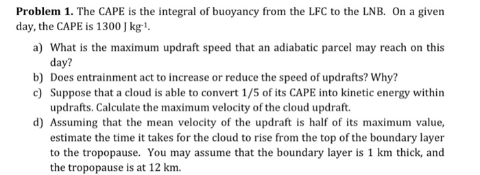 Solved Problem 1. The CAPE is the integral of buoyancy from | Chegg.com