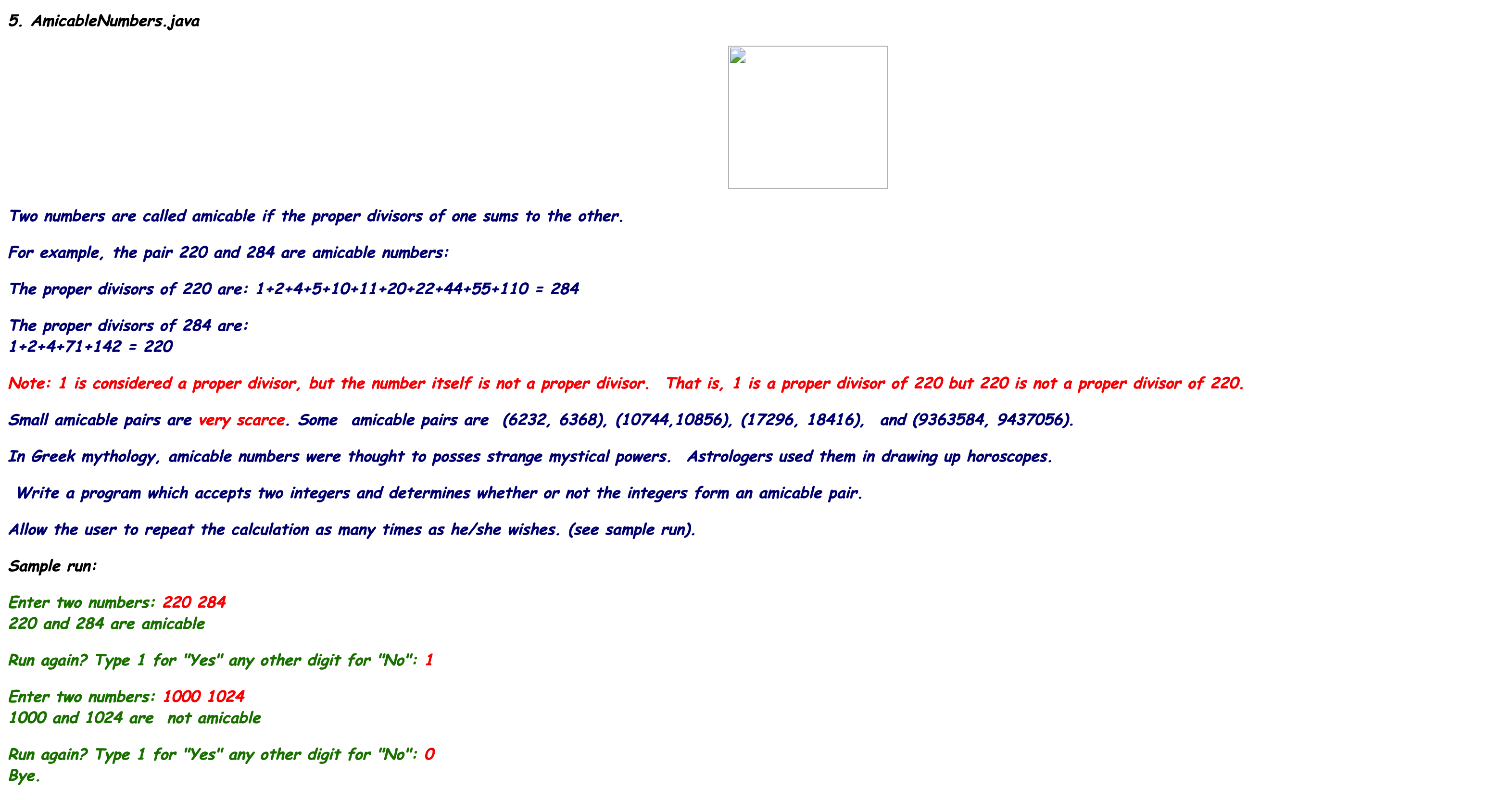Solved 5 amicablenumbers java two numbers are called chegg