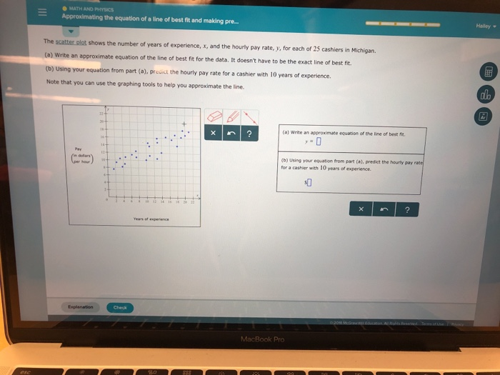 Solved MATH AND PHYSICS g the equation of a line of best fit | Chegg.com