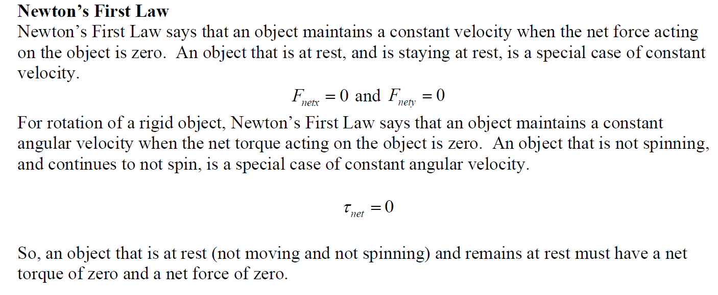 Solved Newton's First Law Newton's First Law says that an