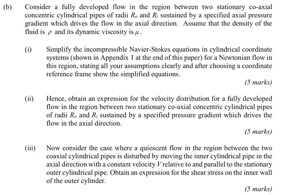 Solved (b) Consider a fully developed flow in the region | Chegg.com