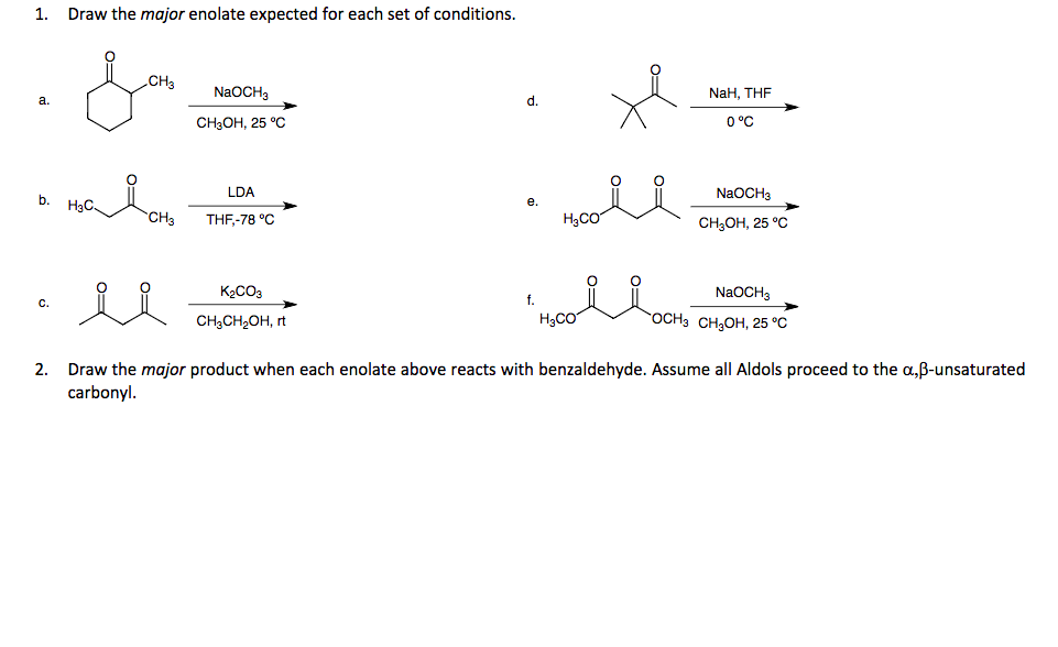 Solved 1. Draw the major enolate expected for each set of | Chegg.com