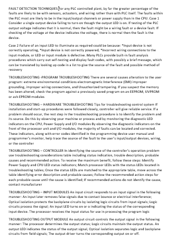 FAULT DETECTION TECHNIQUES or any PLC controlled by | Chegg.com