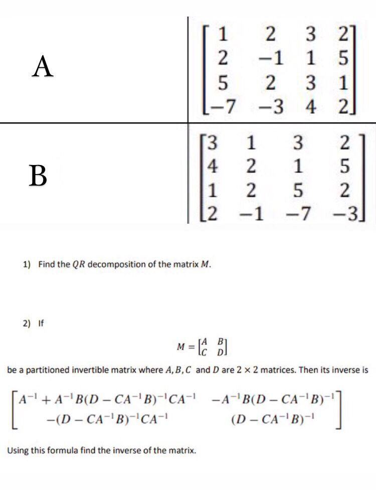 Solved Can you solve 2 separate matrices a and b according | Chegg.com