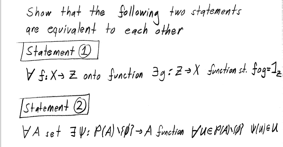 Solved Show that the following two statements are equivalent | Chegg.com