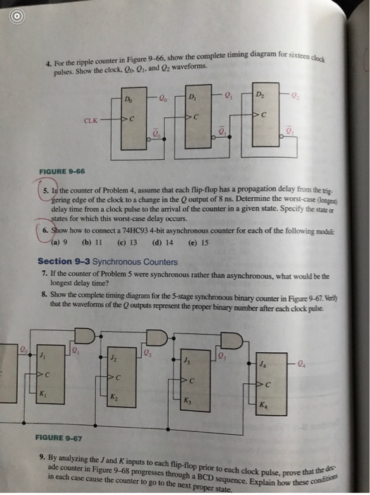 Solved 4. For the ripple counter in Figure 9-66, show the | Chegg.com