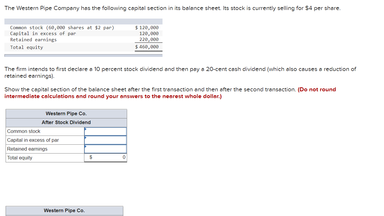 Solved The Western Pipe Company has the following capital | Chegg.com