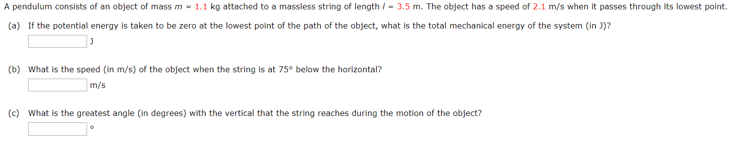 Solved A pendulum consists of an object of mass m = 1.1 kg | Chegg.com