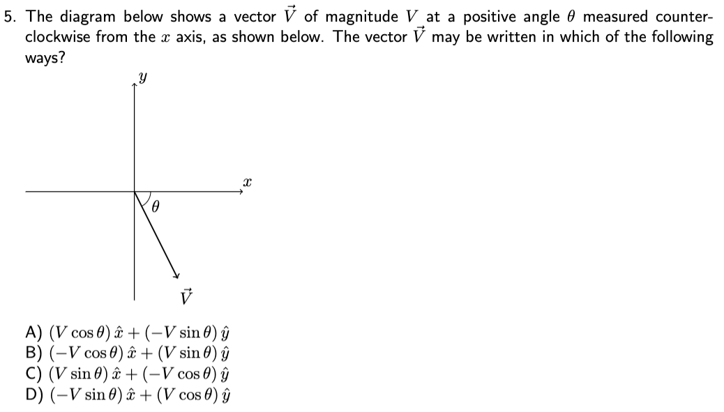 Solved 5. The diagram below shows a vector V of magnitude V | Chegg.com