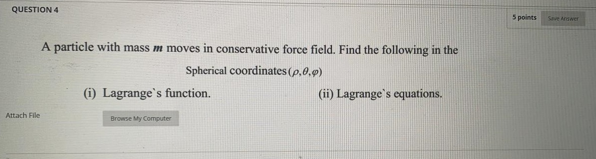 Solved QUESTION 4 5 points Save Answer A particle with mass | Chegg.com