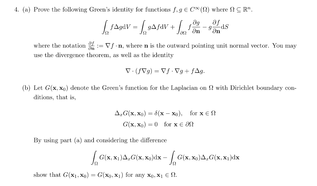 Solved 4. (a) Prove the following Green's identity for | Chegg.com