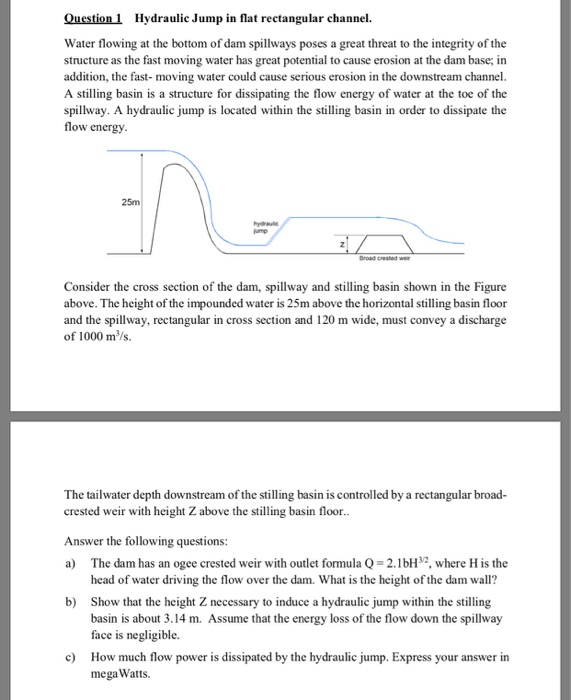 Solved Hydraulic Jump in flat rectangular channel.Water | Chegg.com