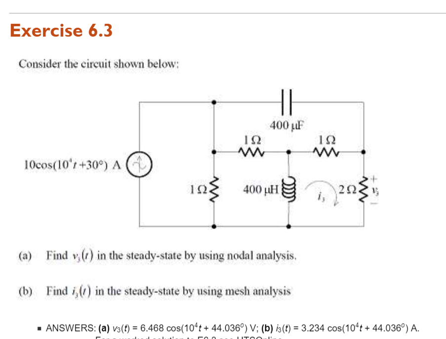 Solved Exercise 6.3 Consider the circuit shown below: 11 400 | Chegg.com
