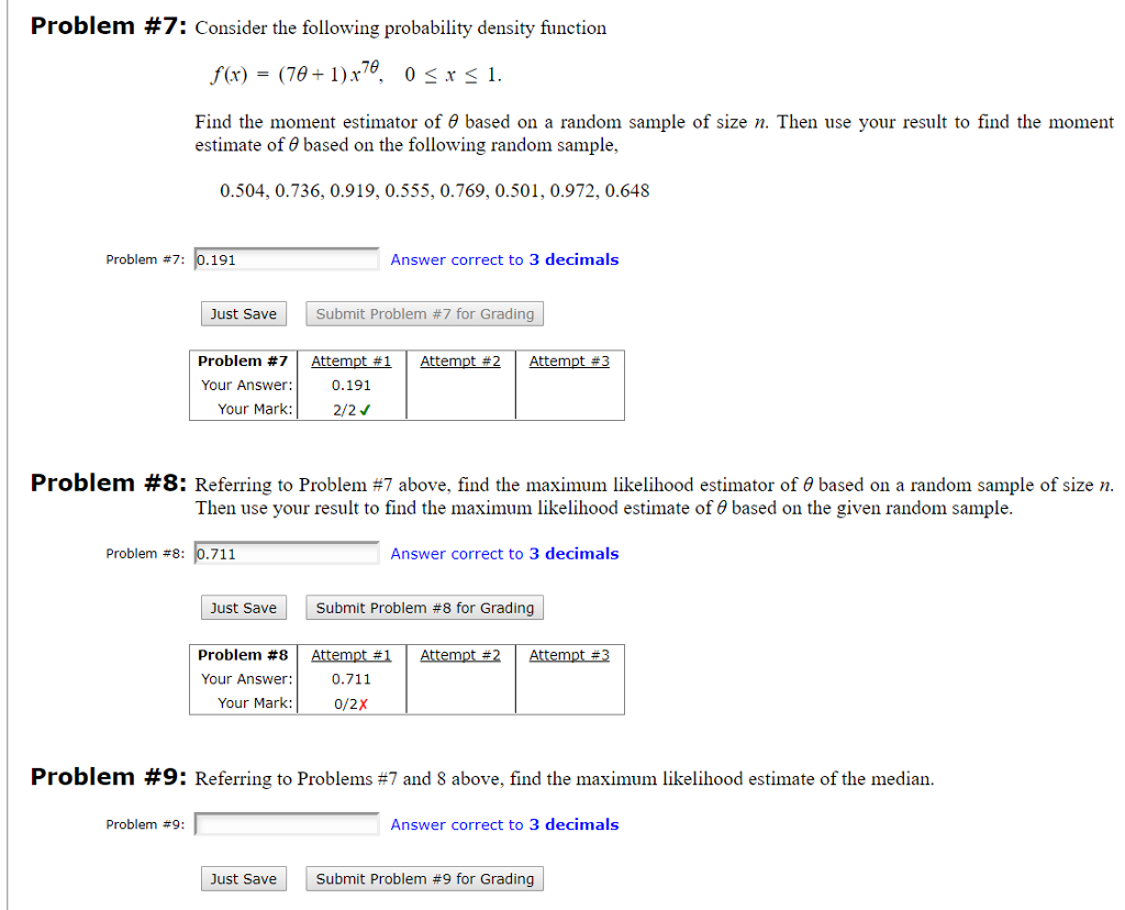 Solved Problem #7: Consider the following probability | Chegg.com