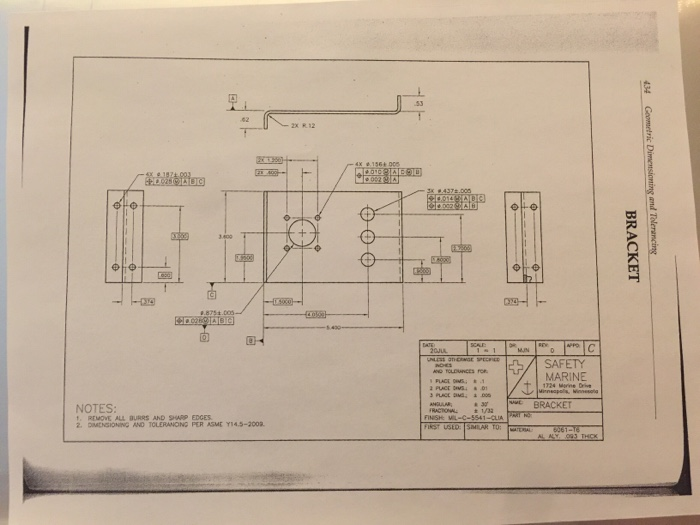 62 SAFETY MARINE NOTES BRACKET REMOVE ALL BURRS AND