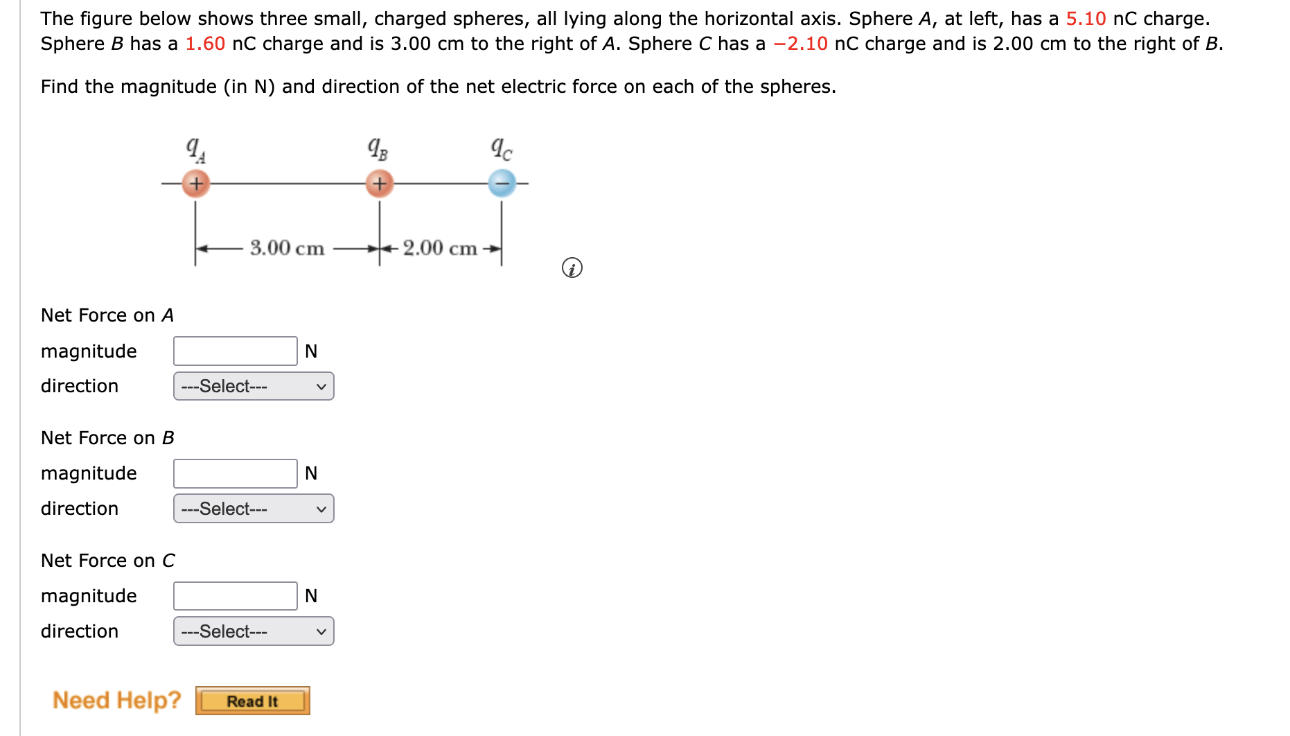 Solved The Figure Below Shows Three Small, Charged Spheres, | Chegg.com