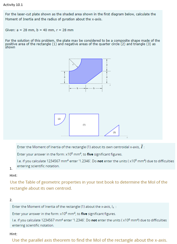 Solved For the laser-cut plate shown as the shaded area | Chegg.com