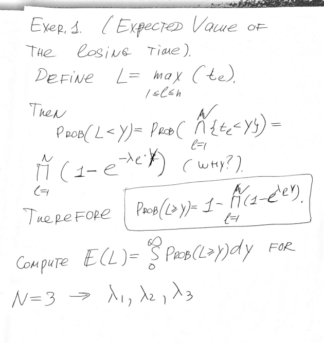The Then N Exer I Expected Vaue Of Losing Time Chegg Com