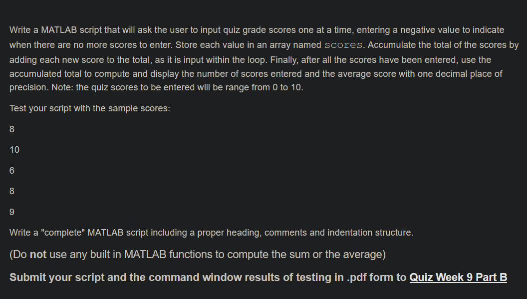 Solved Write a MATLAB script that will ask the user to input | Chegg.com