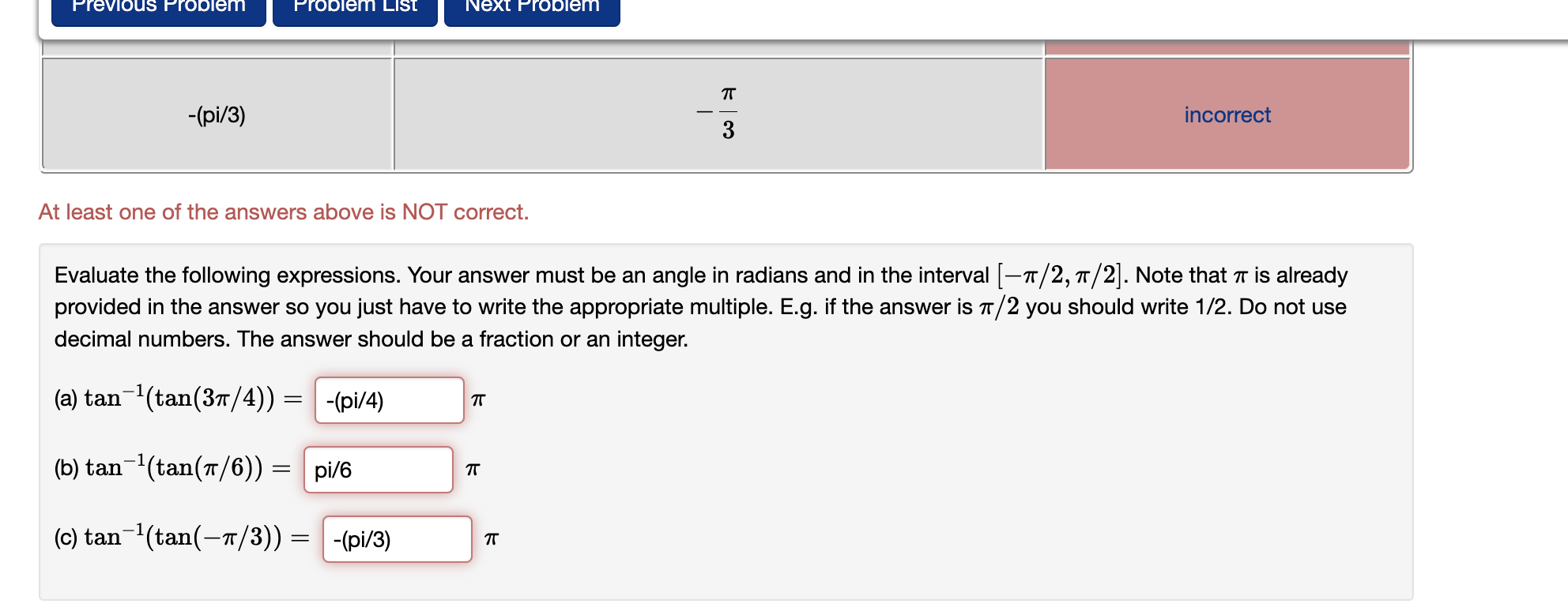 Solved −3π At least one of the answers above is NOT correct. | Chegg.com