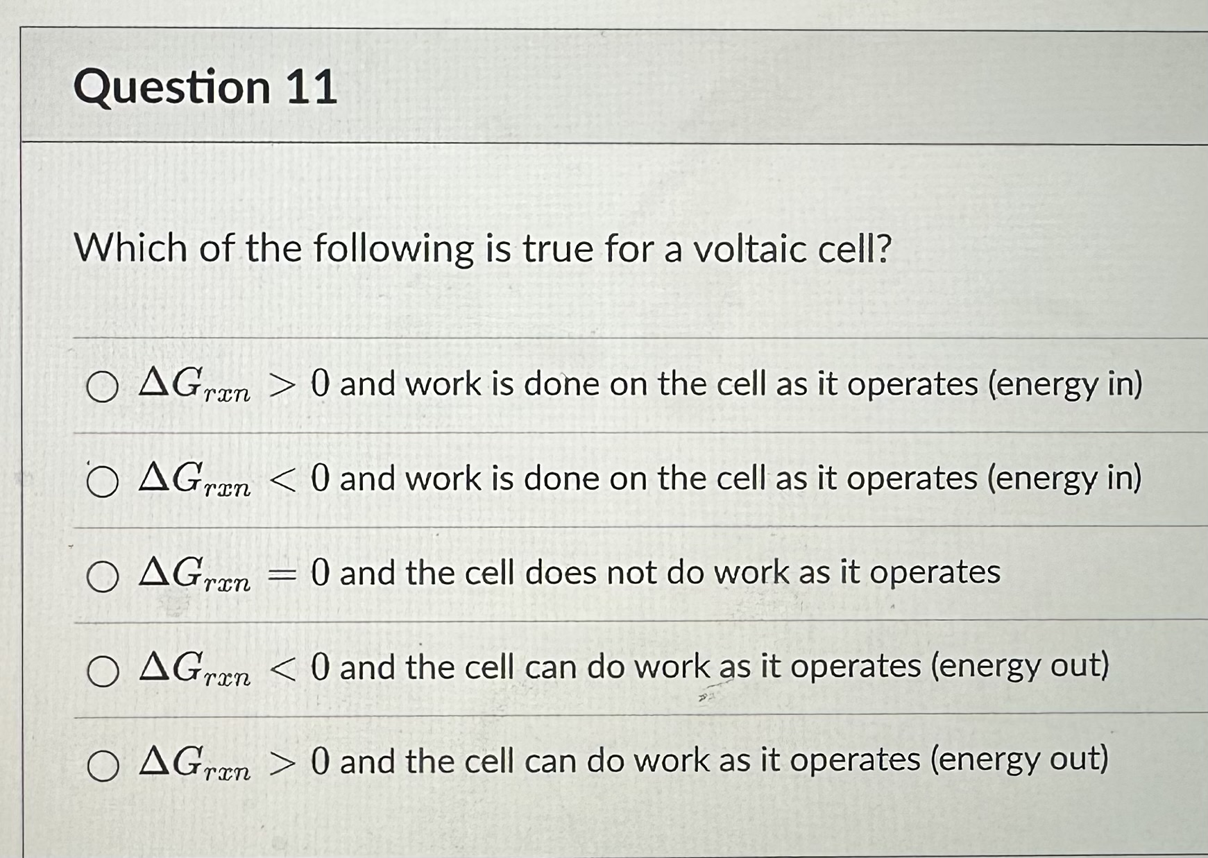 Solved Which Of The Following Is True For A Voltaic Cell? | Chegg.com