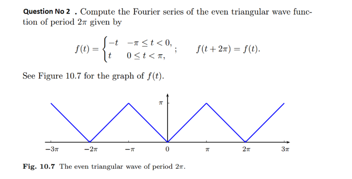 Solved Question No 2 Compute The Fourier Series Of The 