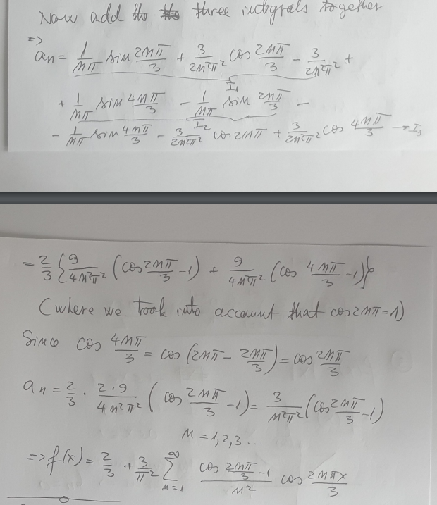 Solved Now add the the three integrals together 