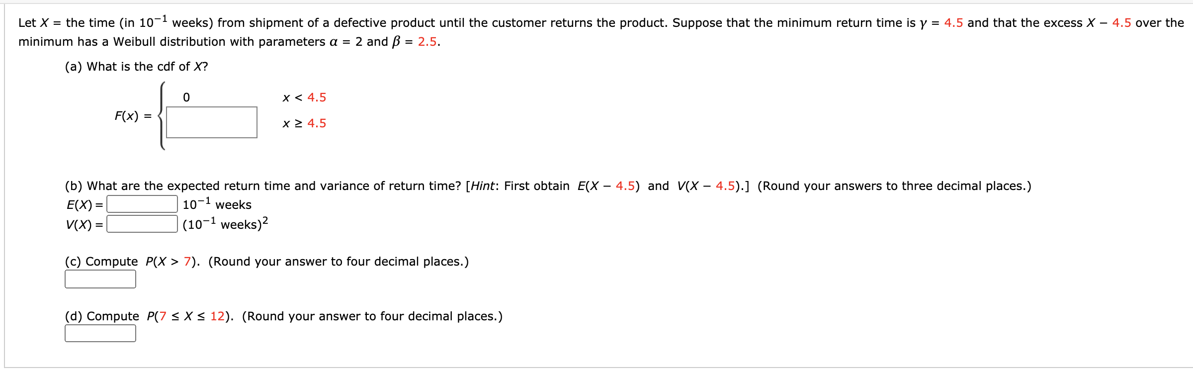 Solved Let X The Time In 10 1 Weeks From Shipment Of Chegg Com