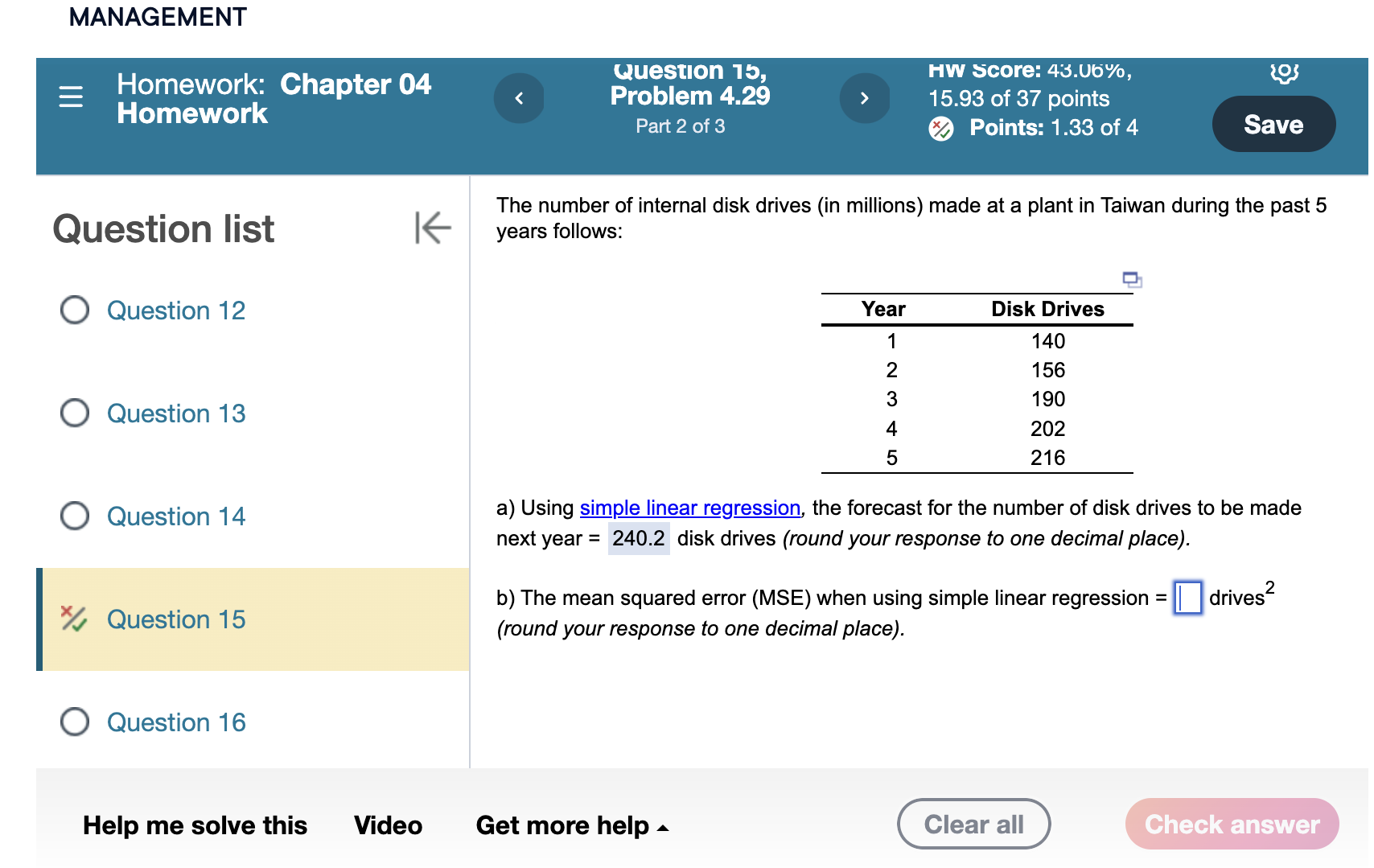 Solved Question list Question 12 Question 13 Question 14 | Chegg.com