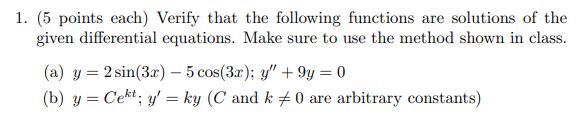 Solved 1. (5 points each) Verify that the following | Chegg.com