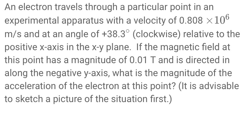 Solved An electron travels through a particular point in an | Chegg.com