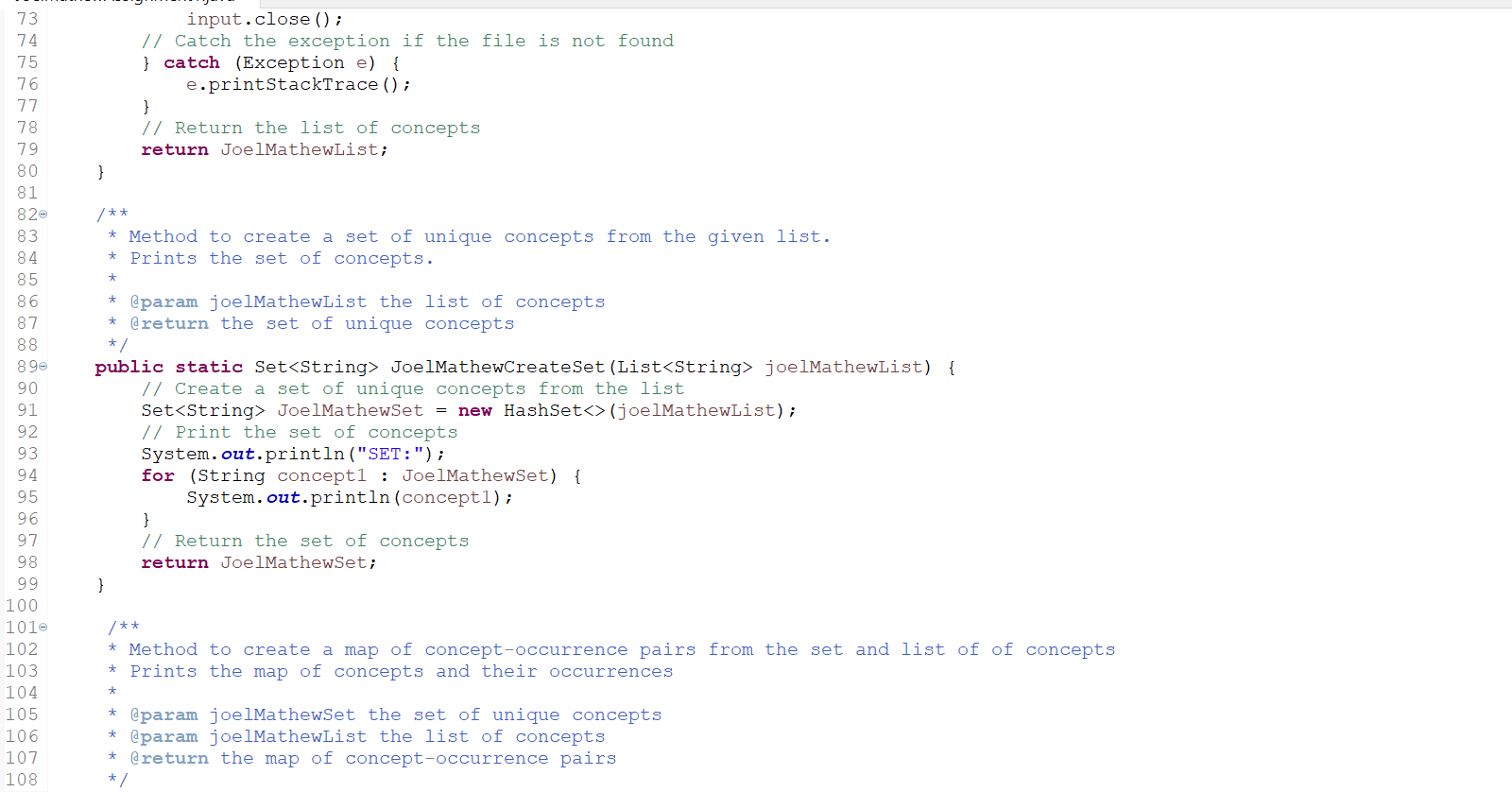Solved JoelMathewAssignment1.java × 2⊙/⋆⋆ * This program | Chegg.com