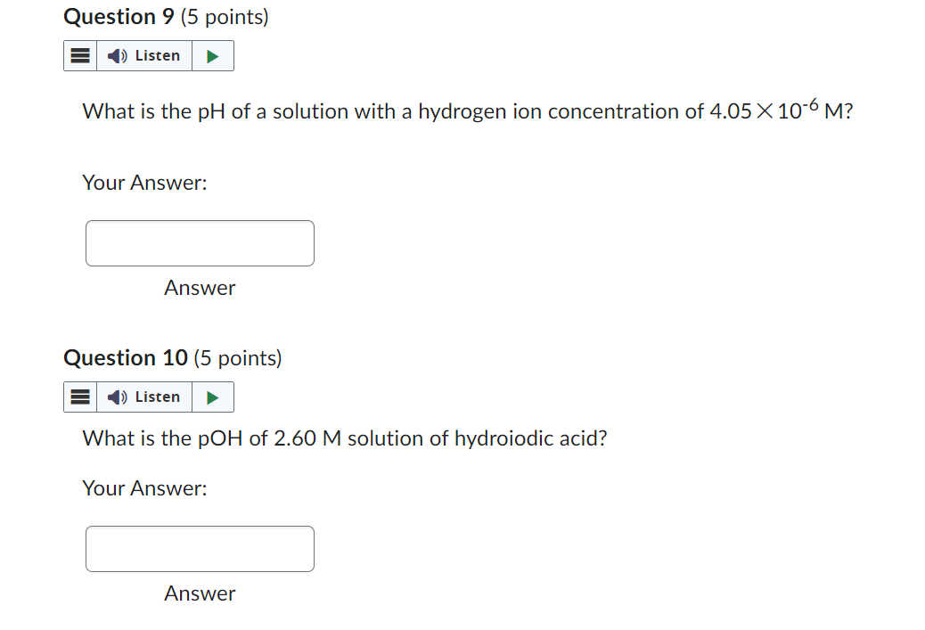 Solved What Is The PH Of A Solution With A Hydrogen Ion Chegg